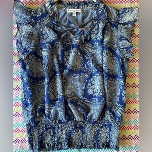 Elegant Blue Paisley Blouse